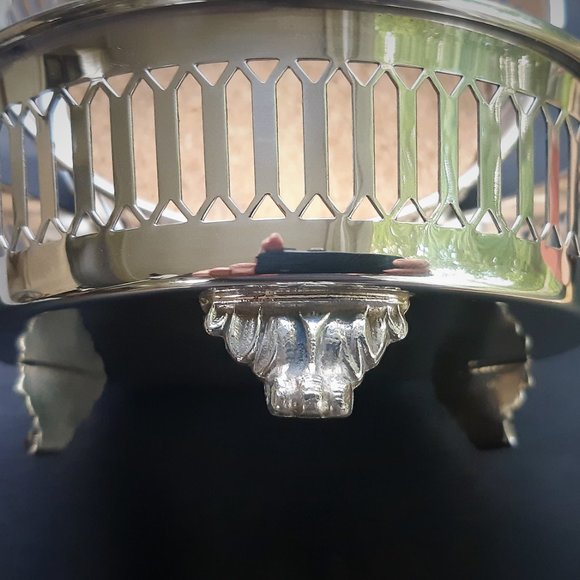 VTG Silverplate Footed Wine Bottle Coaster Holders Set of 2 Pierced Cork Insert - Picture 9 of 10